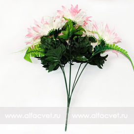 искусственные цветы астры с папоротником цвета розовый с белым 14