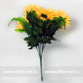 искусственные цветы ромашки с папоротником цвета желтый 1