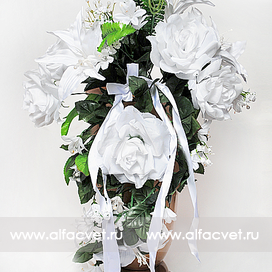 искусственные цветы букет свадебный роза + лилия цвета белый 6