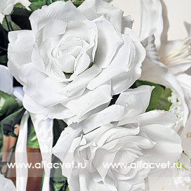 искусственные цветы букет свадебный роза + лилия цвета белый 6