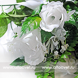 искусственные цветы букет свадебный роз цвета белый 6