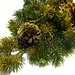 искусственные цветы ветка елочки с шишкой и блестками цвета золотой 62