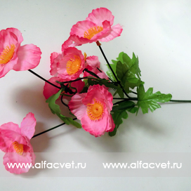 искусственные цветы ветка мака цвета розовый 5